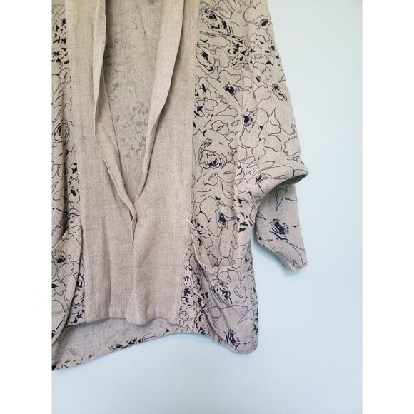 Arthur Max Sportswear Women XS Cardigan Tan Floral Cotton Rayon Jute Lagenlook - Picture 3 of 7